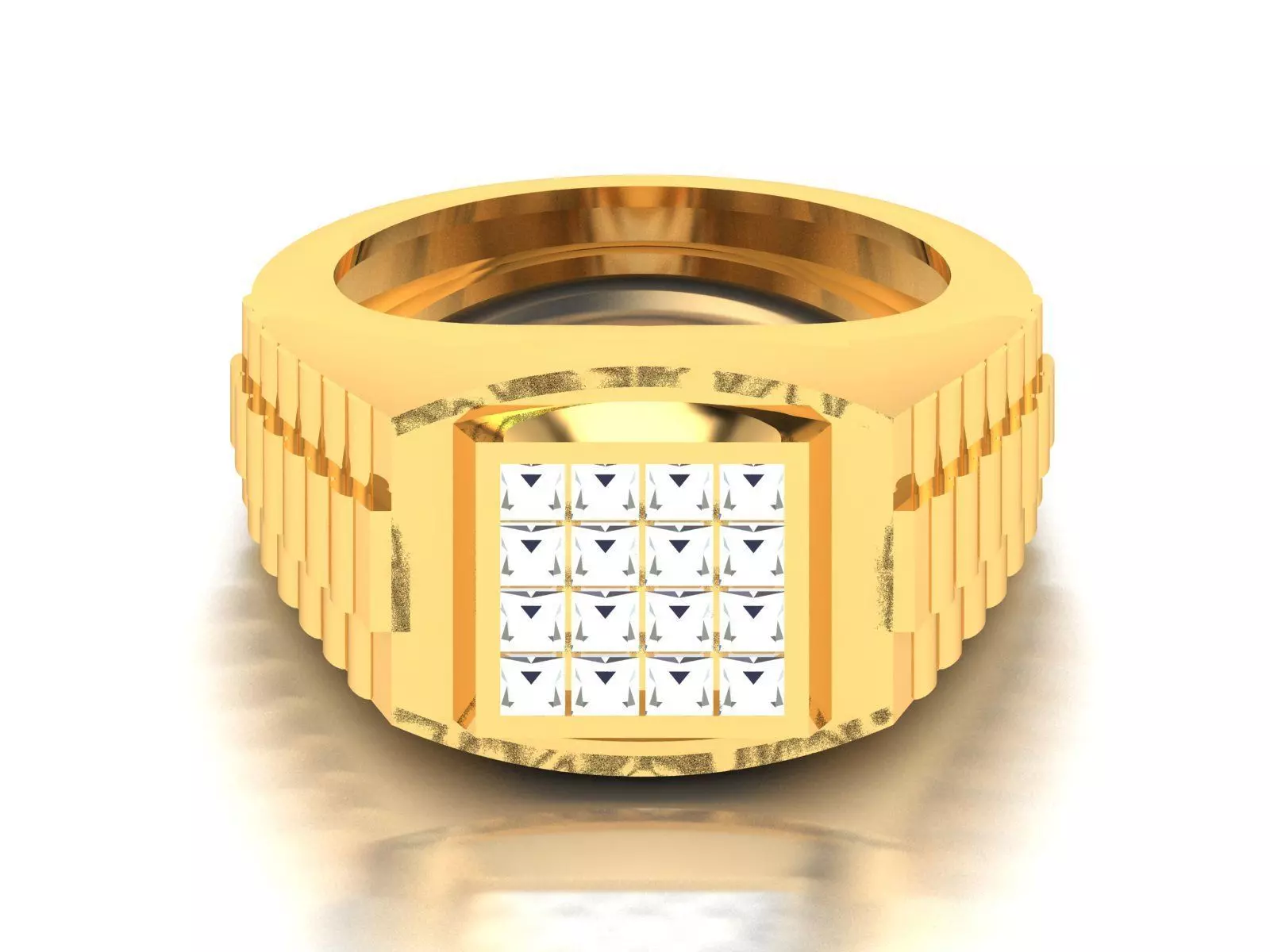 Gents Diamond Ring 3dm render details 3D print model_0