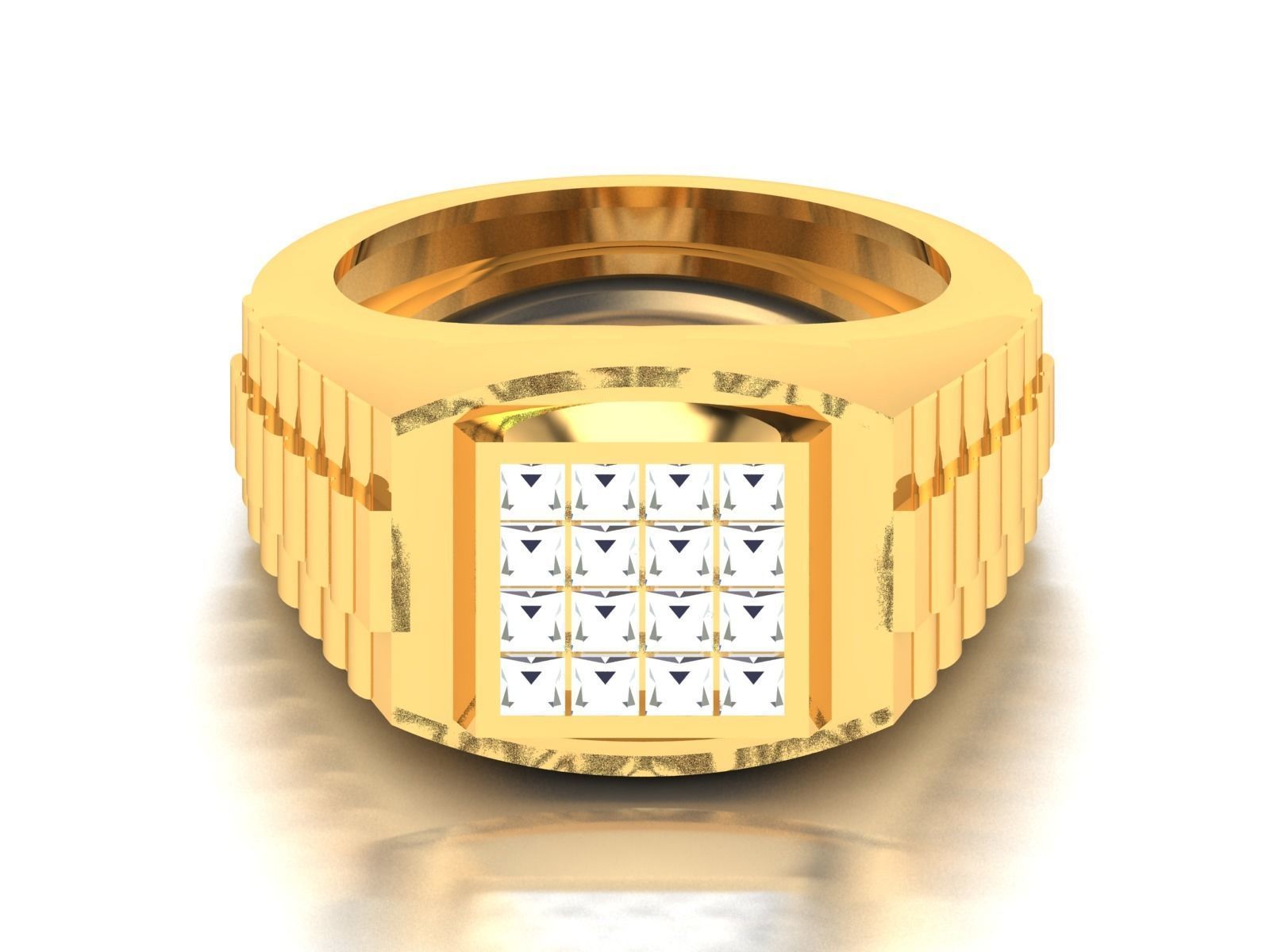 Gents Diamond Ring 3dm render details 3D print model_7