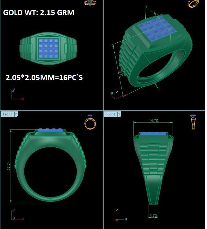 Gents Diamond Ring 3dm render details 3D print model_9