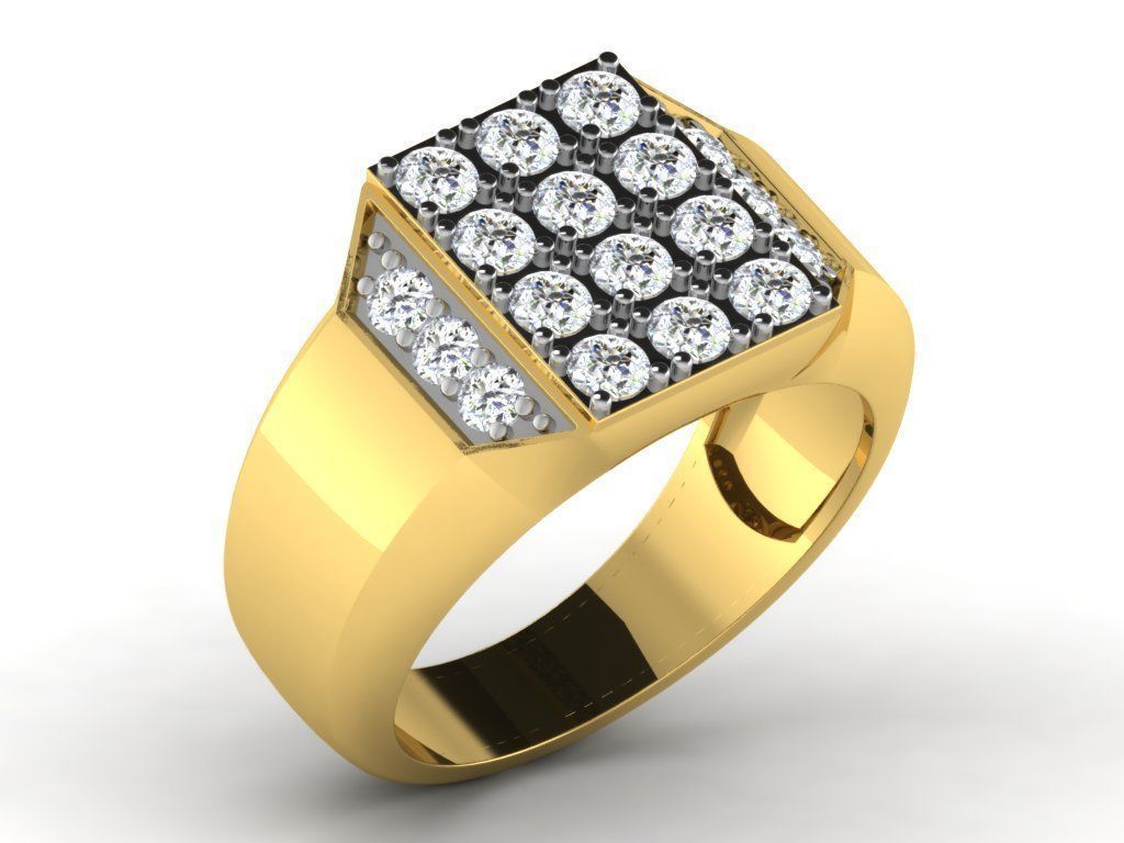 Gents Diamond Ring 3dm render details 3D print model_8