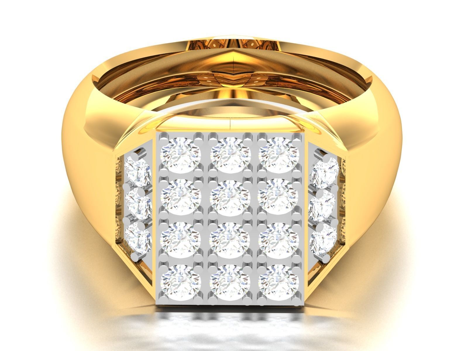 Gents Diamond Ring 3dm render details 3D print model_7
