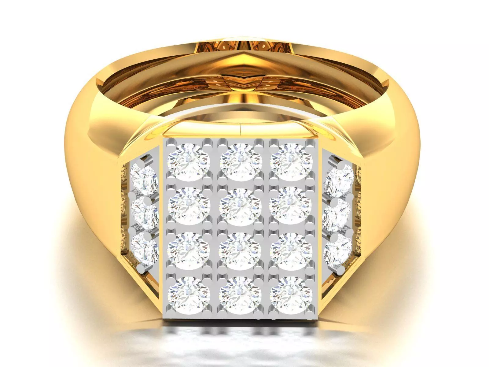 Gents Diamond Ring 3dm render details 3D print model_0