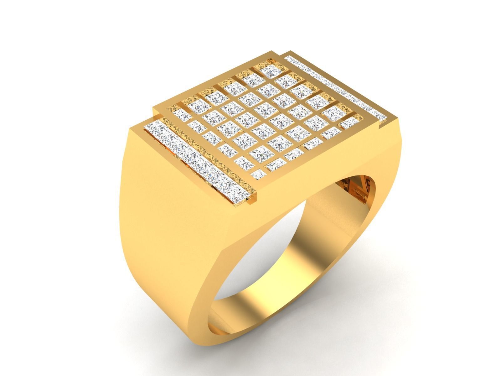 Gents Diamond Ring 3dm render details 3D print model_2