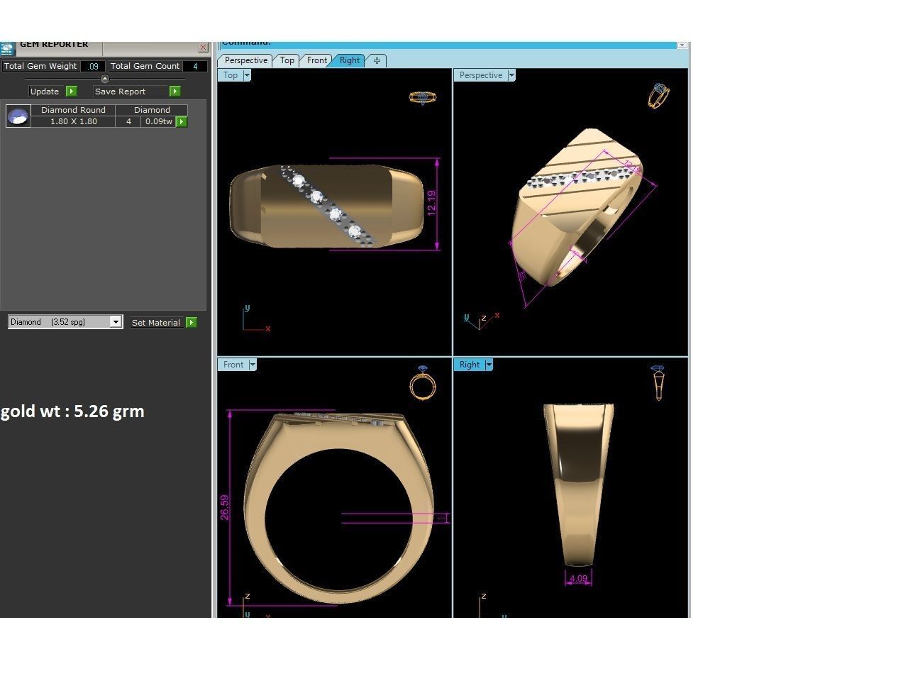 Gents Diamond Ring 3dm render details 3D print model_4