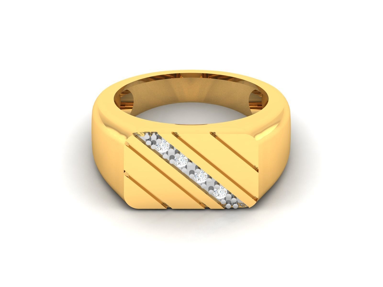 Gents Diamond Ring 3dm render details 3D print model_3