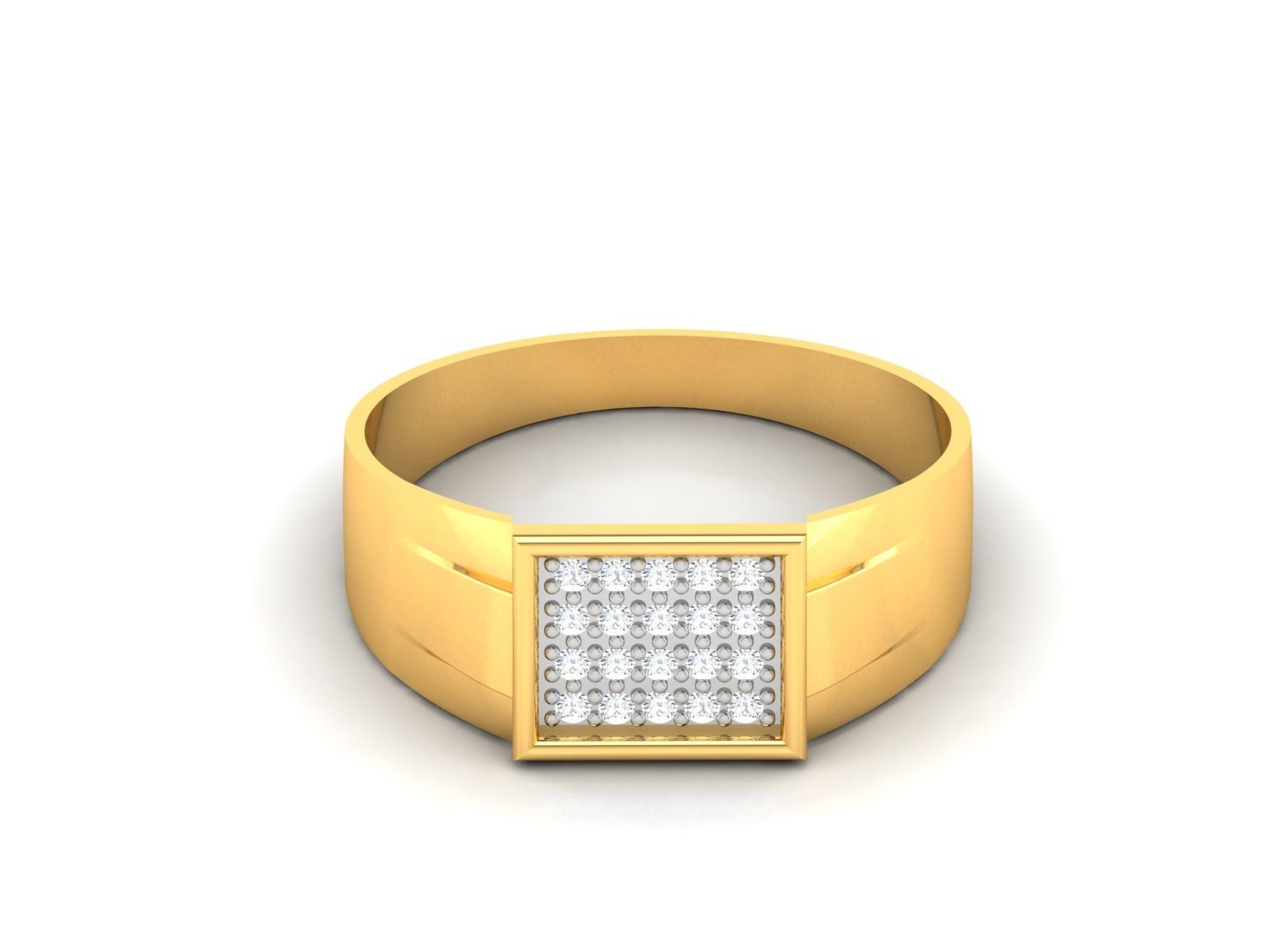 Gents Diamond Ring 3dm render details 3D print model_9