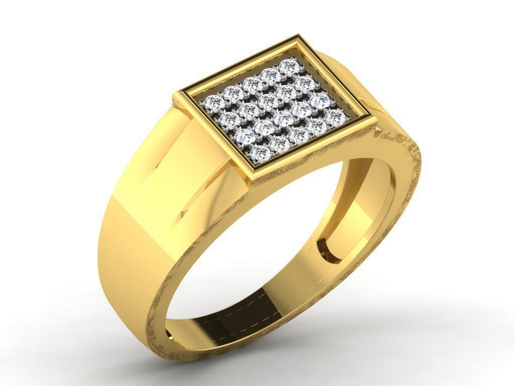 Gents Diamond Ring 3dm render details 3D print model_6