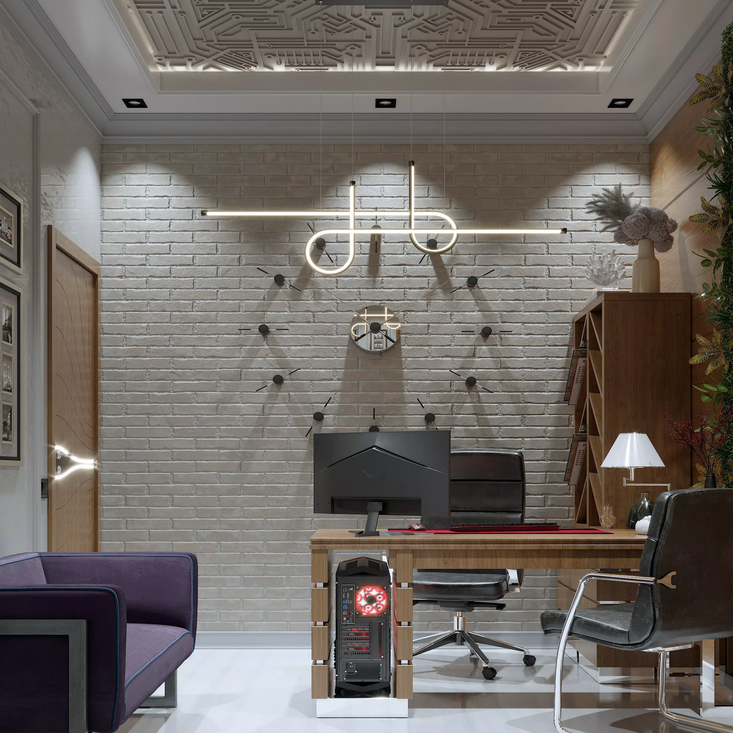 office modern home interior design 3D model_0