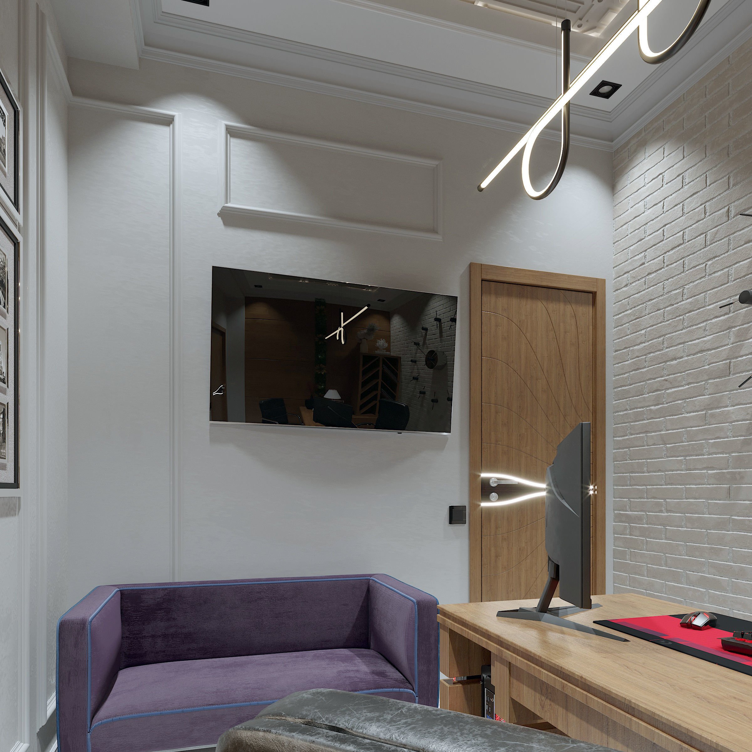 office modern home interior design 3D model_1