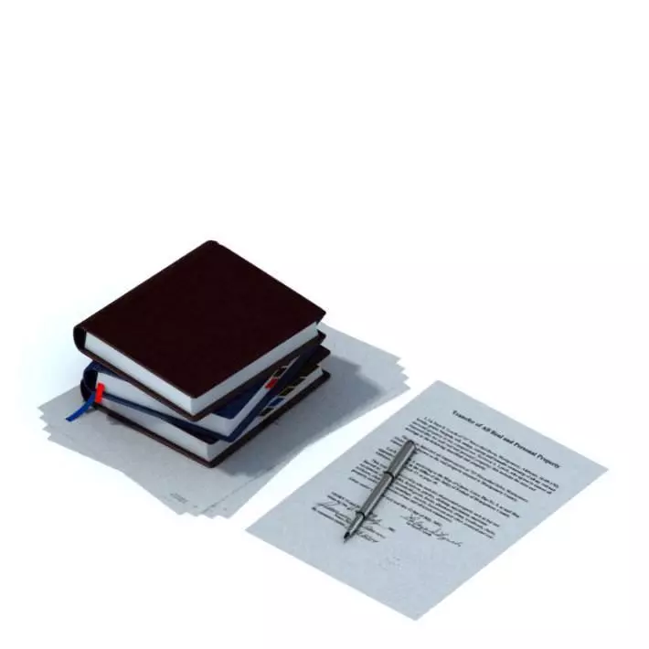 Notebooks Papers And A Pen 3D model_0