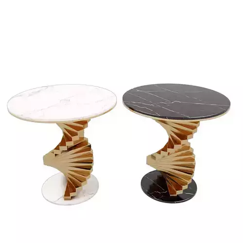 Modern Black Side Table with Marble Tabletop End Table
