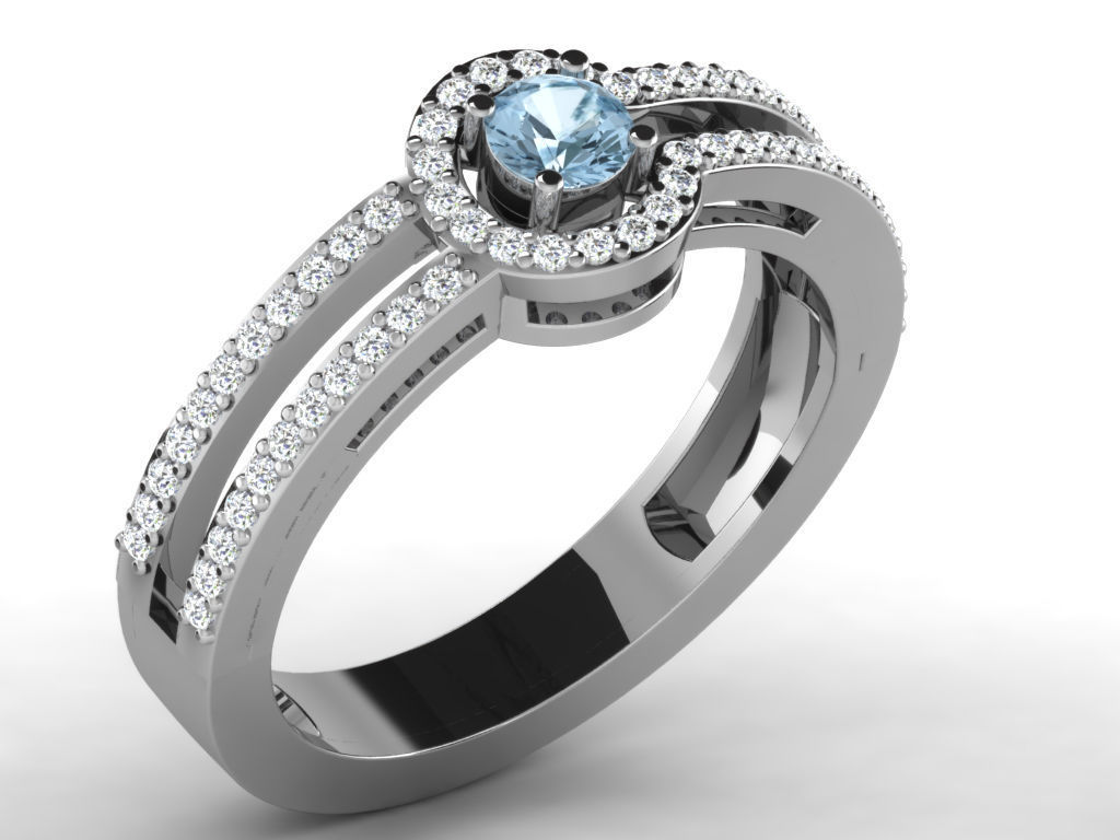 Women Diamond Ring 3dm render details 3D print model_8