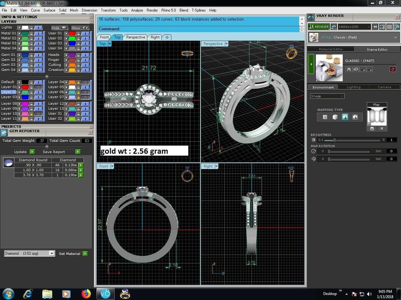 Women Diamond Ring 3dm render details 3D print model_9