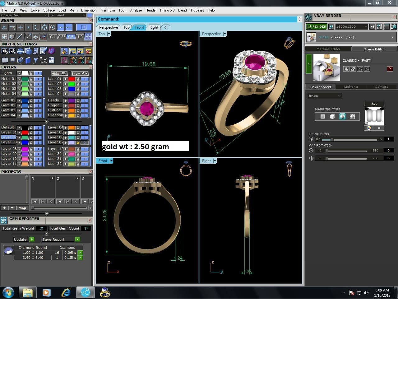 Women Diamond Ring 3dm render details 3D print model_9