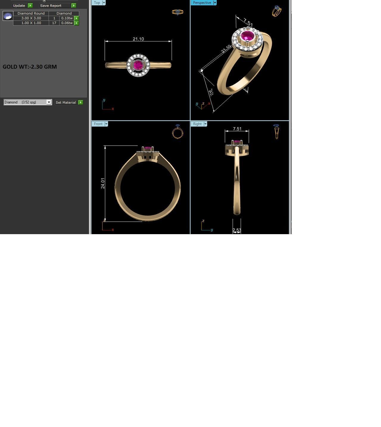 Women Diamond Ring 3dm render details 3D print model_9