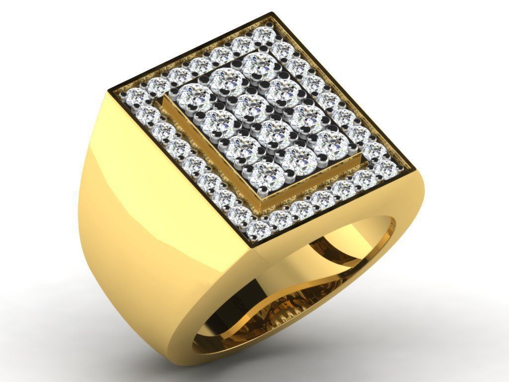 Gents Diamond Ring 3dm render details 3D print model_8