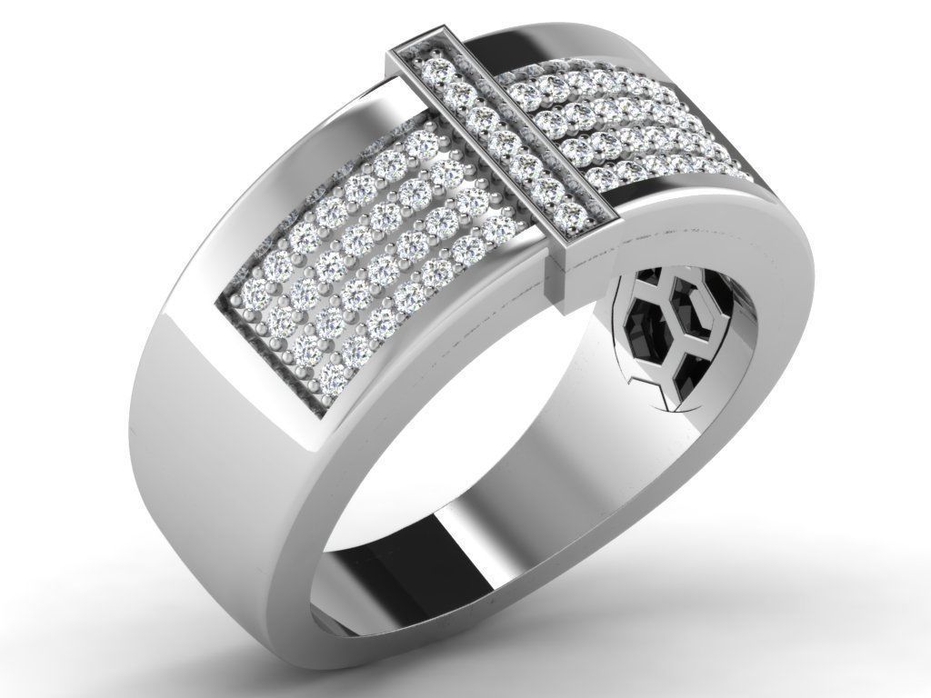 Gents Diamond Ring 3dm render details 3D print model_9