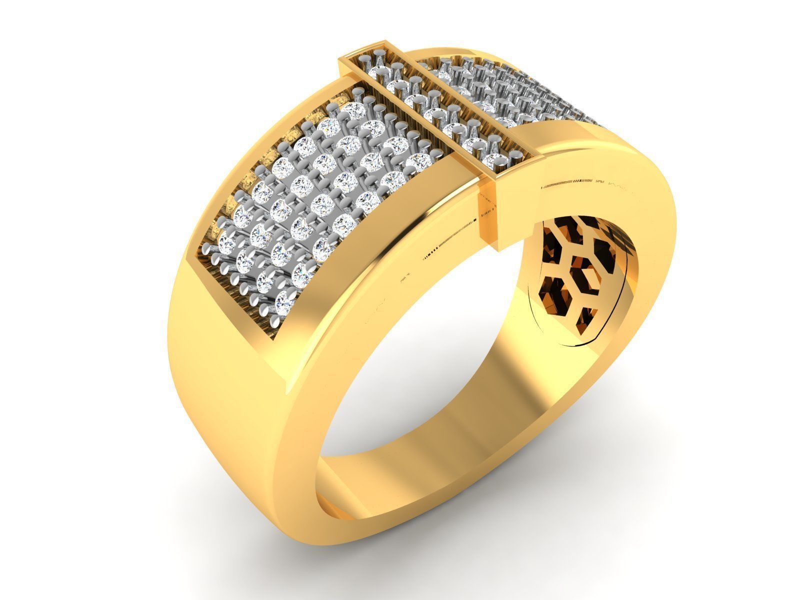 Gents Diamond Ring 3dm render details 3D print model_2
