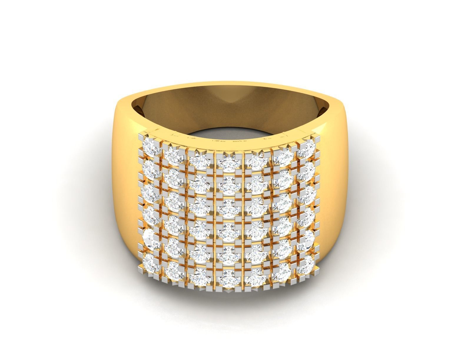 Gents Diamond Ring 3dm render details 3D print model_8