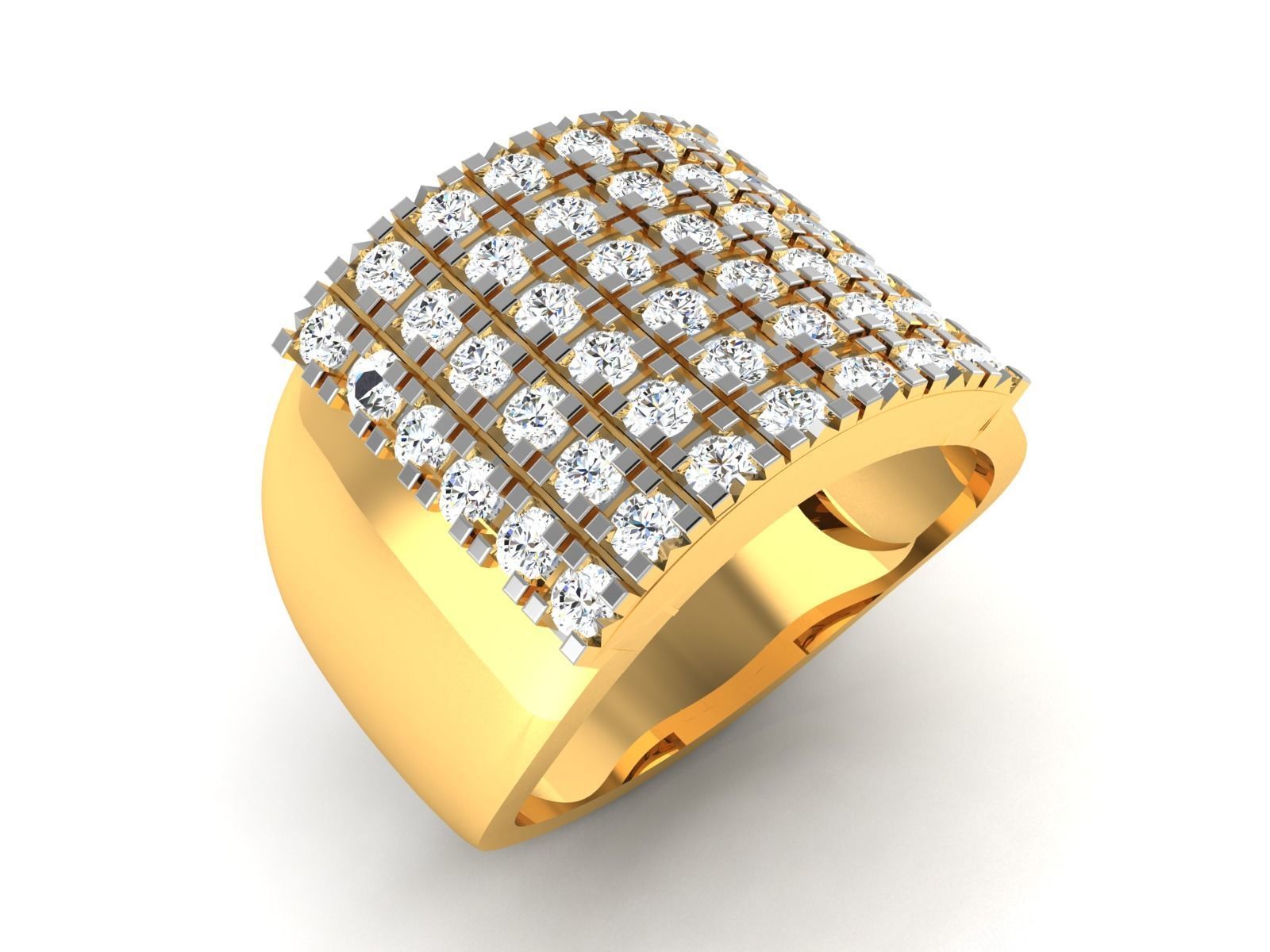 Gents Diamond Ring 3dm render details 3D print model_1