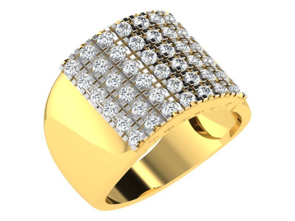 Gents Diamond Ring 3dm render details 3D print model_9