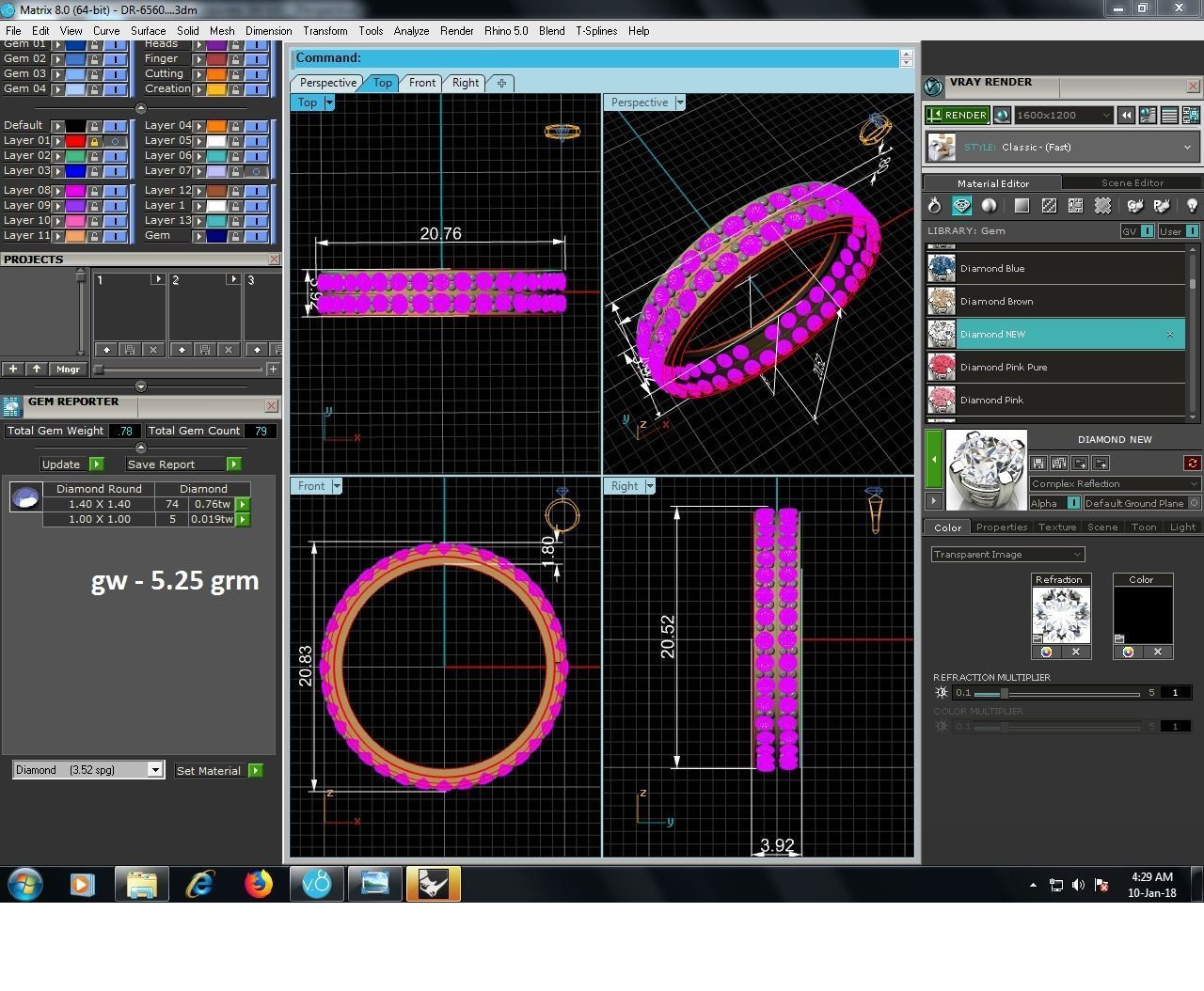 Women Diamond Ring 3dm render details 3D print model_4