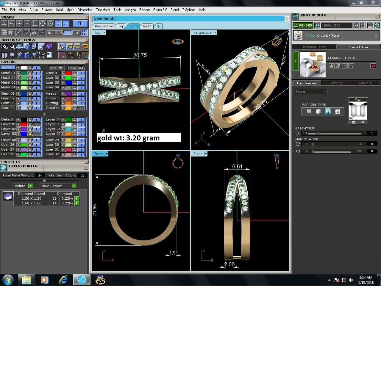 Women Diamond Ring 3dm render details 3D print model_9