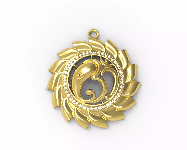 0100 - Om Ganesh Gold Pendant 3D print model
