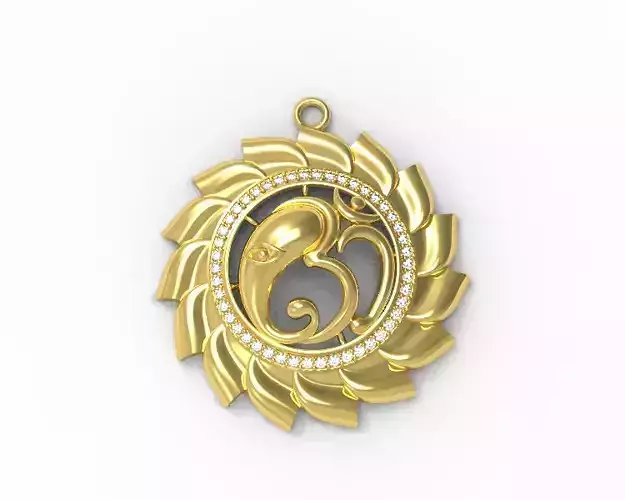 0100 - Om Ganesh Gold Pendant
