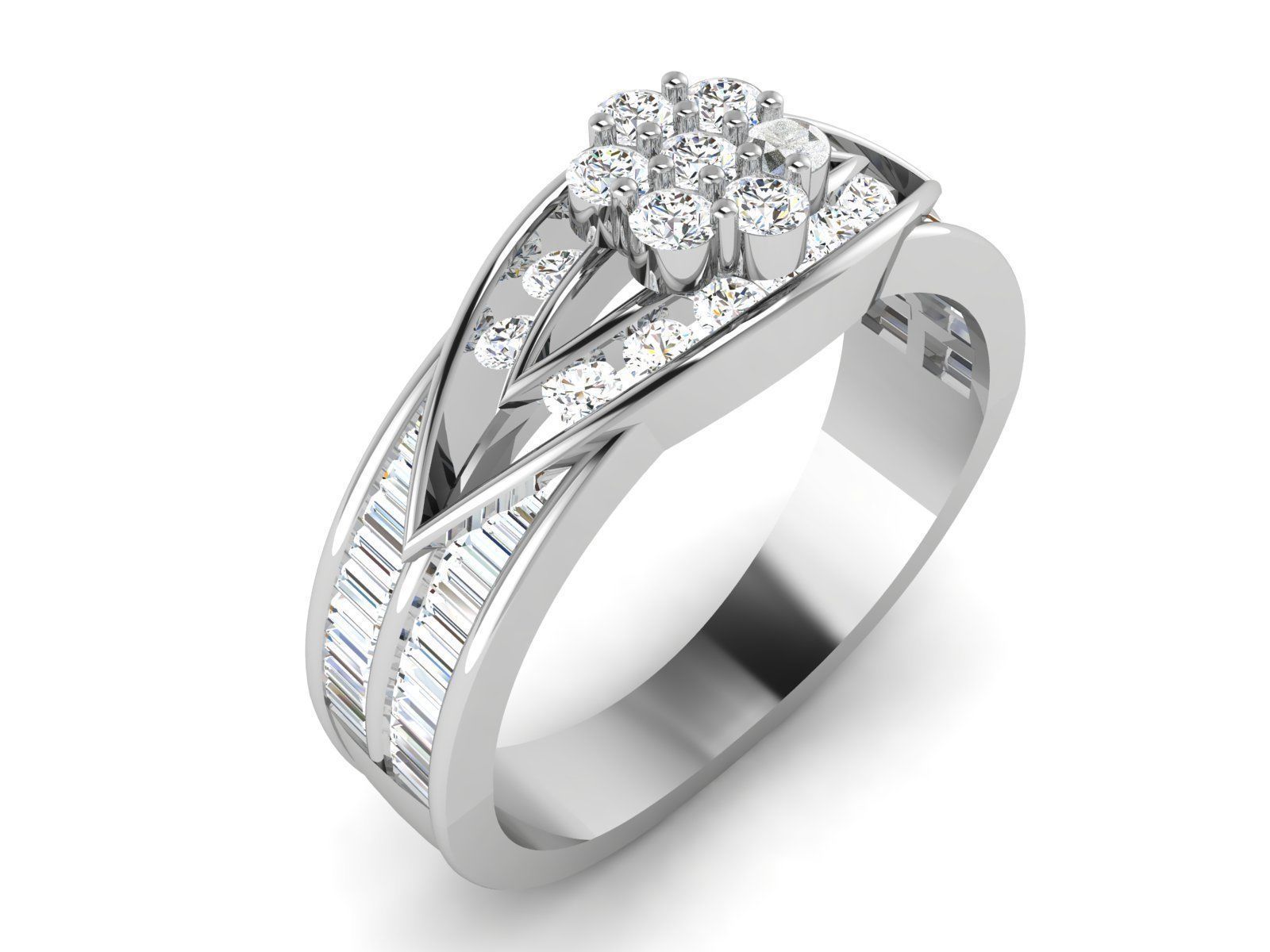 Women Diamond Ring 3dm render details 3D print model_2