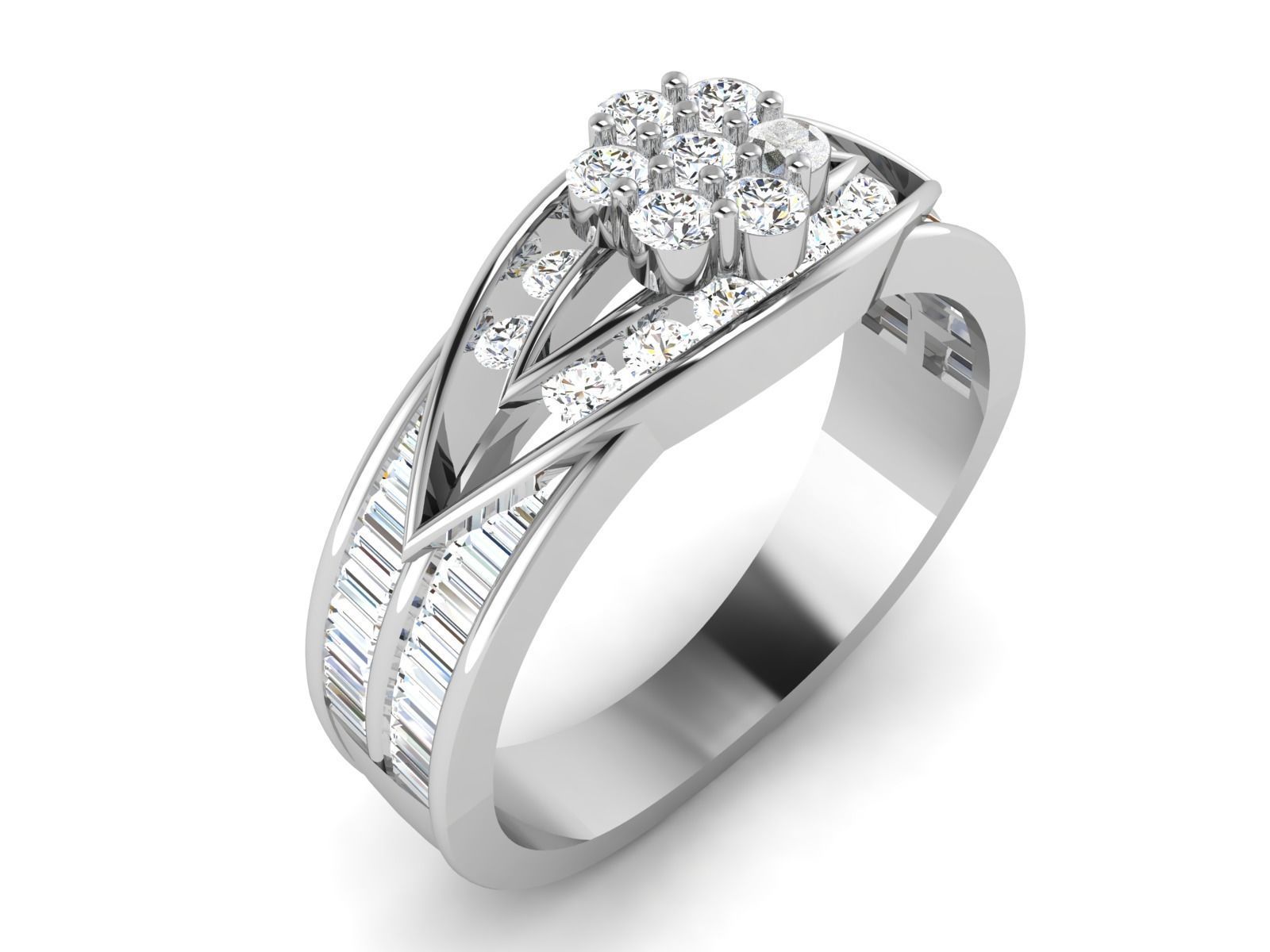 Women Diamond Ring 3dm render details 3D print model_1