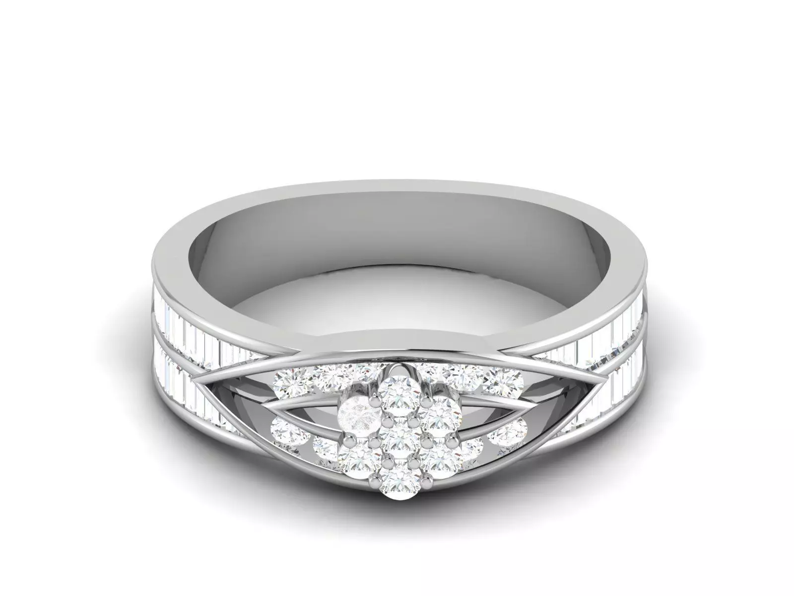 Women Diamond Ring 3dm render details 3D print model_0