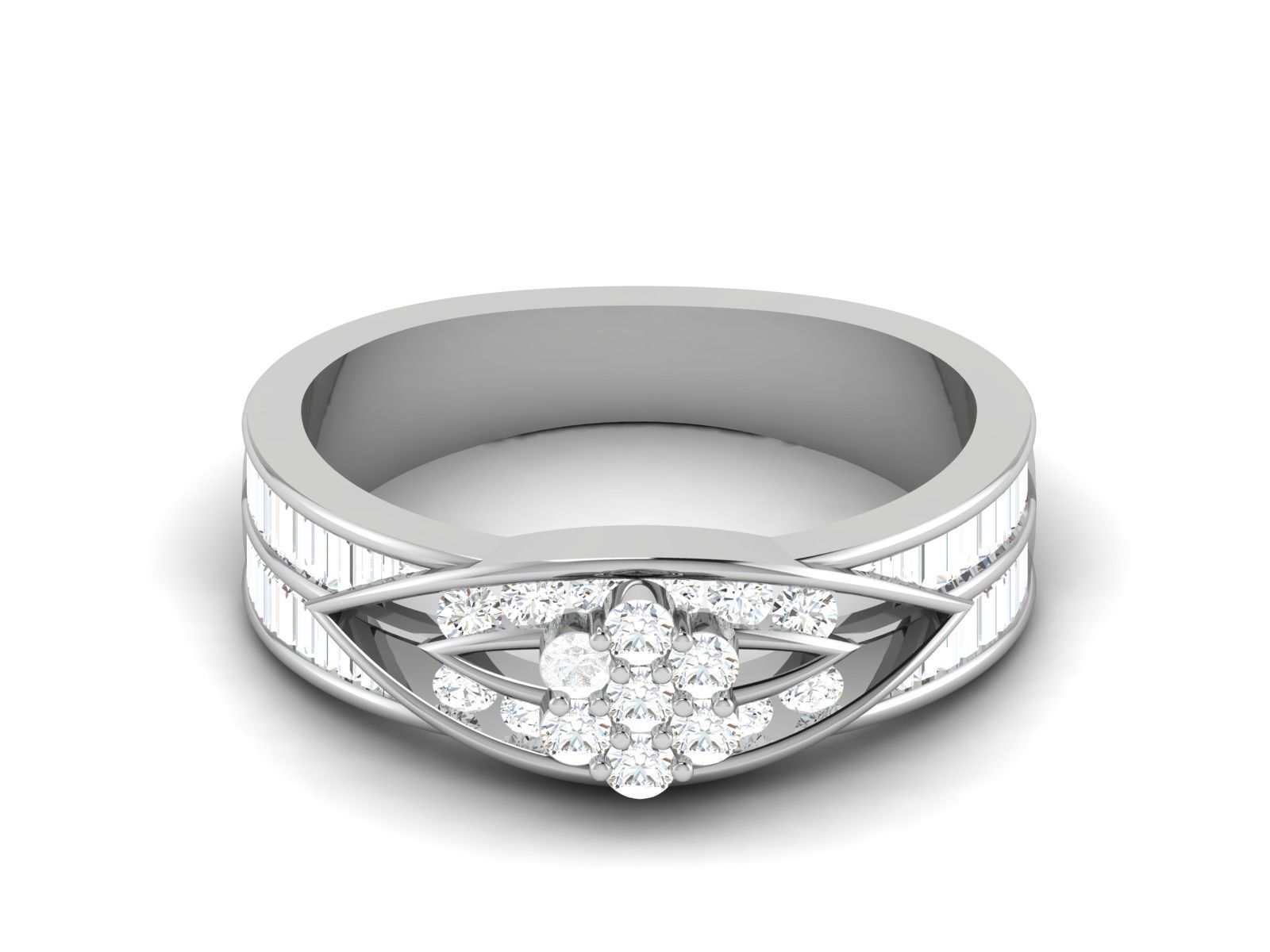 Women Diamond Ring 3dm render details 3D print model_7
