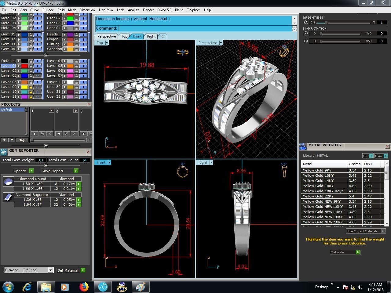 Women Diamond Ring 3dm render details 3D print model_9