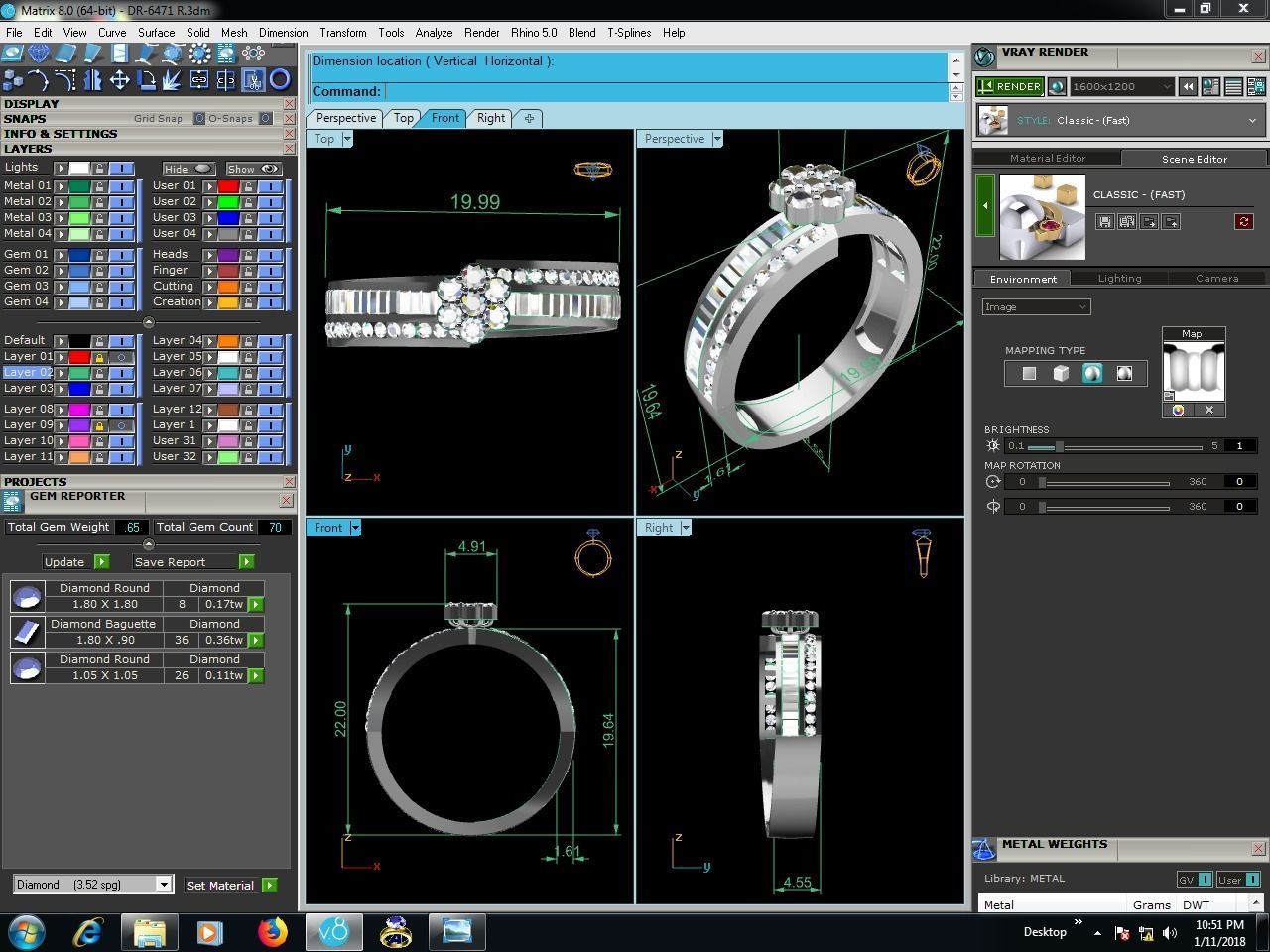 Women Diamond Ring 3dm render details 3D print model_9