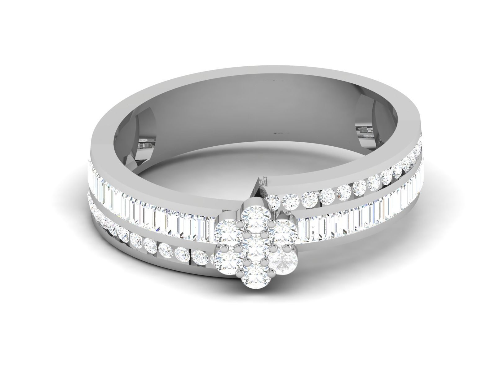 Women Diamond Ring 3dm render details 3D print model_7