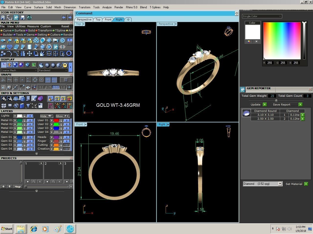 Women Diamond Ring 3dm render details 3D print model_8