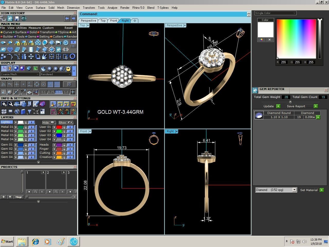 Women Diamond Ring 3dm render details 3D print model_8