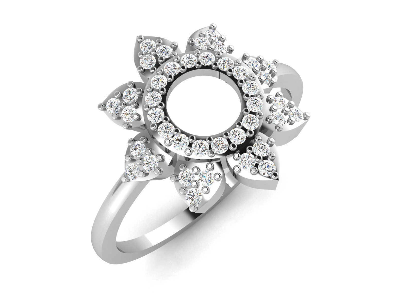 Women Diamond Ring 3dm render details 3D print model_1