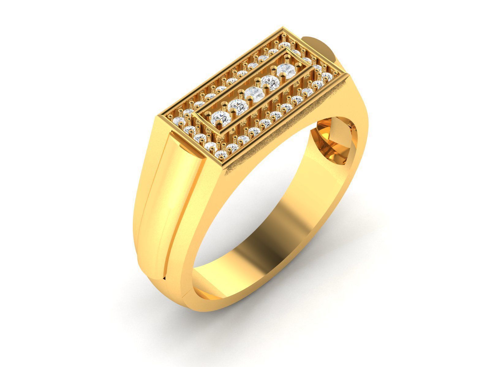 Gents Diamond Ring 3dm render details 3D print model_2