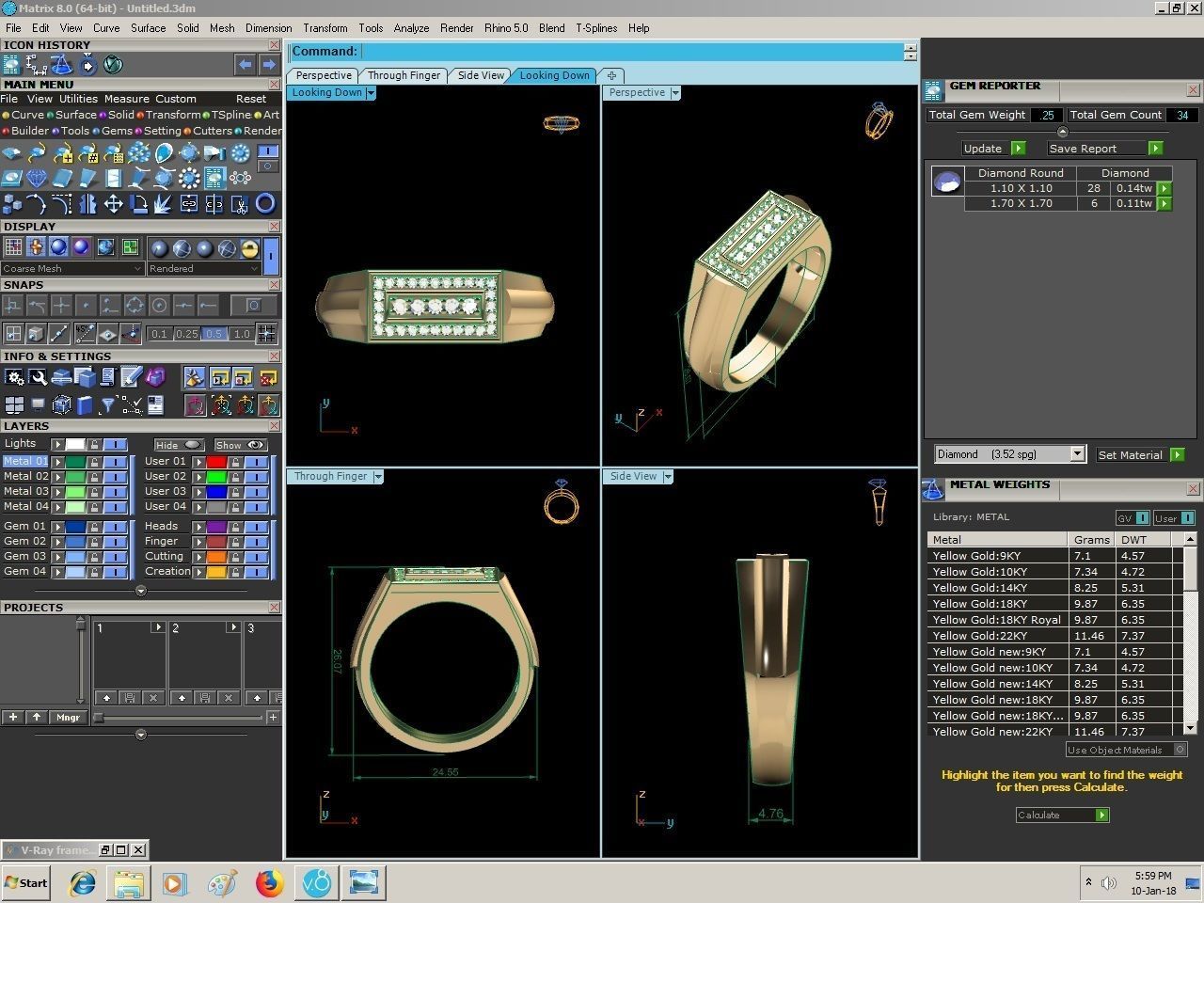 Gents Diamond Ring 3dm render details 3D print model_3