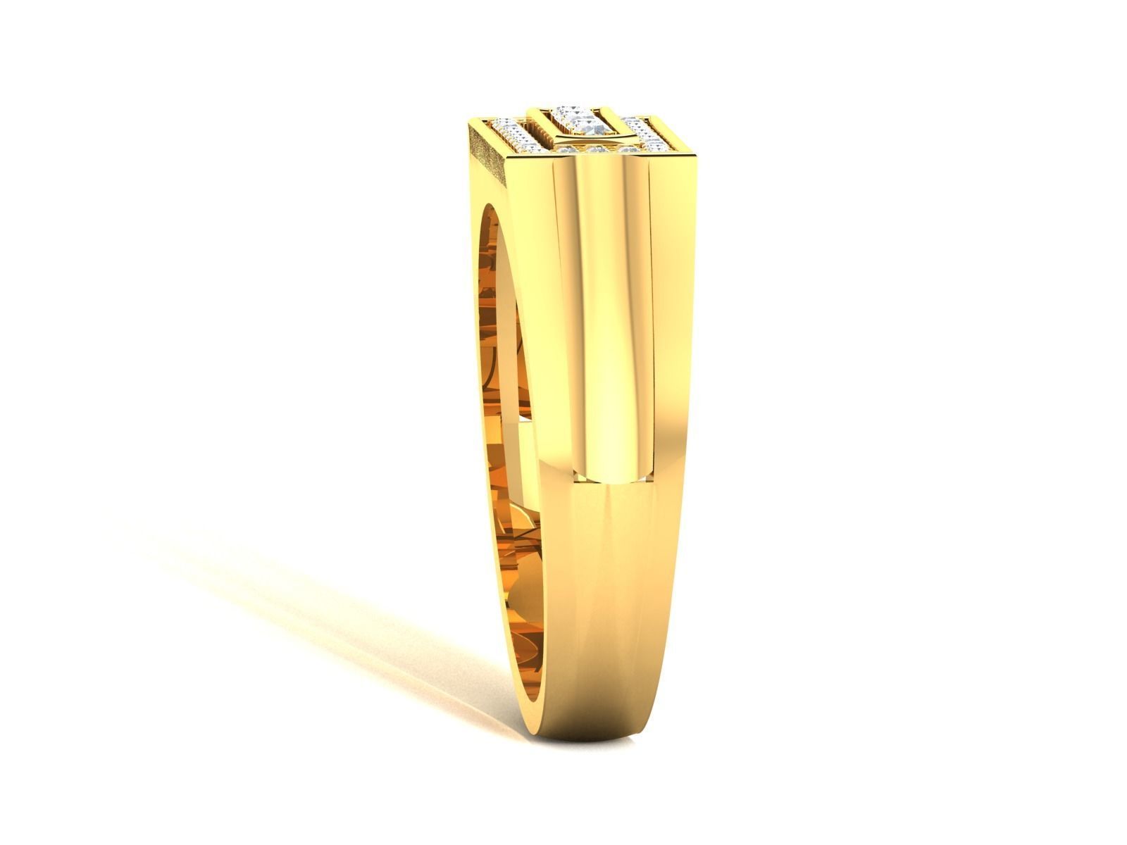 Gents Diamond Ring 3dm render details 3D print model_7
