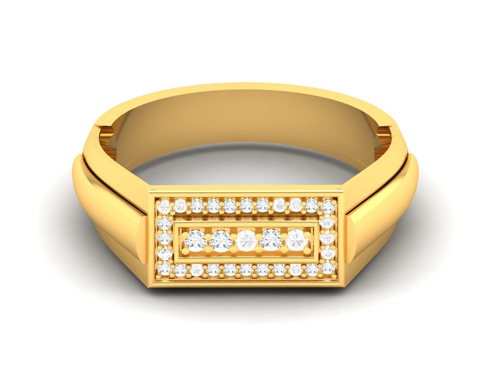 Gents Diamond Ring 3dm render details 3D print model_8