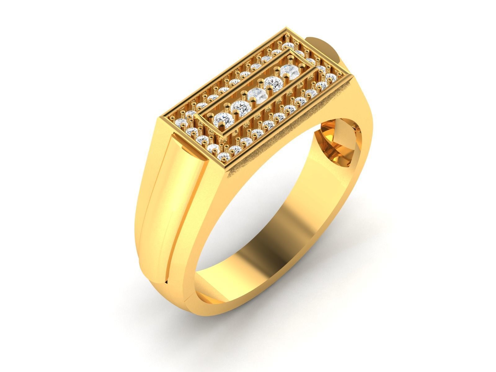 Gents Diamond Ring 3dm render details 3D print model_1