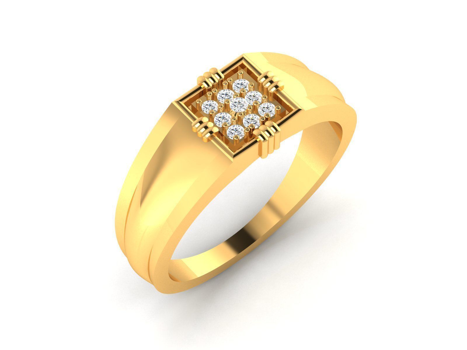 Gents Diamond Ring 3dm render details 3D print model_1