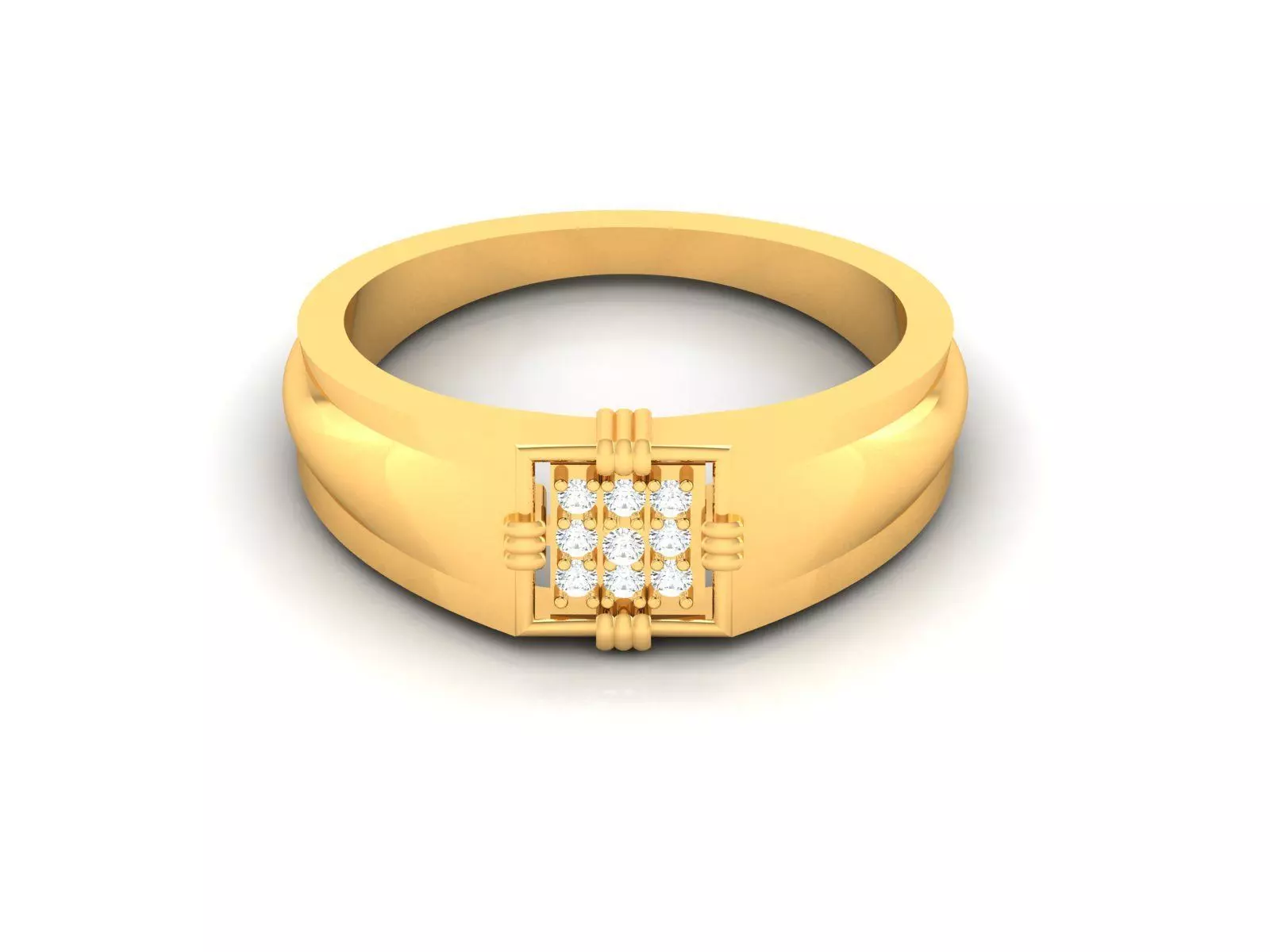 Gents Diamond Ring 3dm render details 3D print model_0