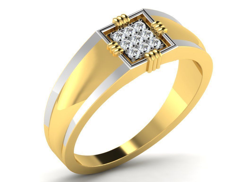 Gents Diamond Ring 3dm render details 3D print model_8