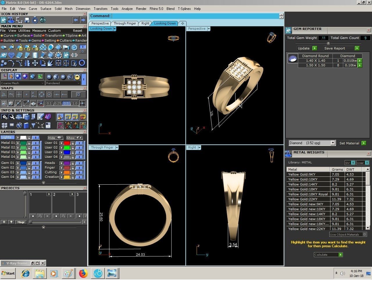 Gents Diamond Ring 3dm render details 3D print model_9