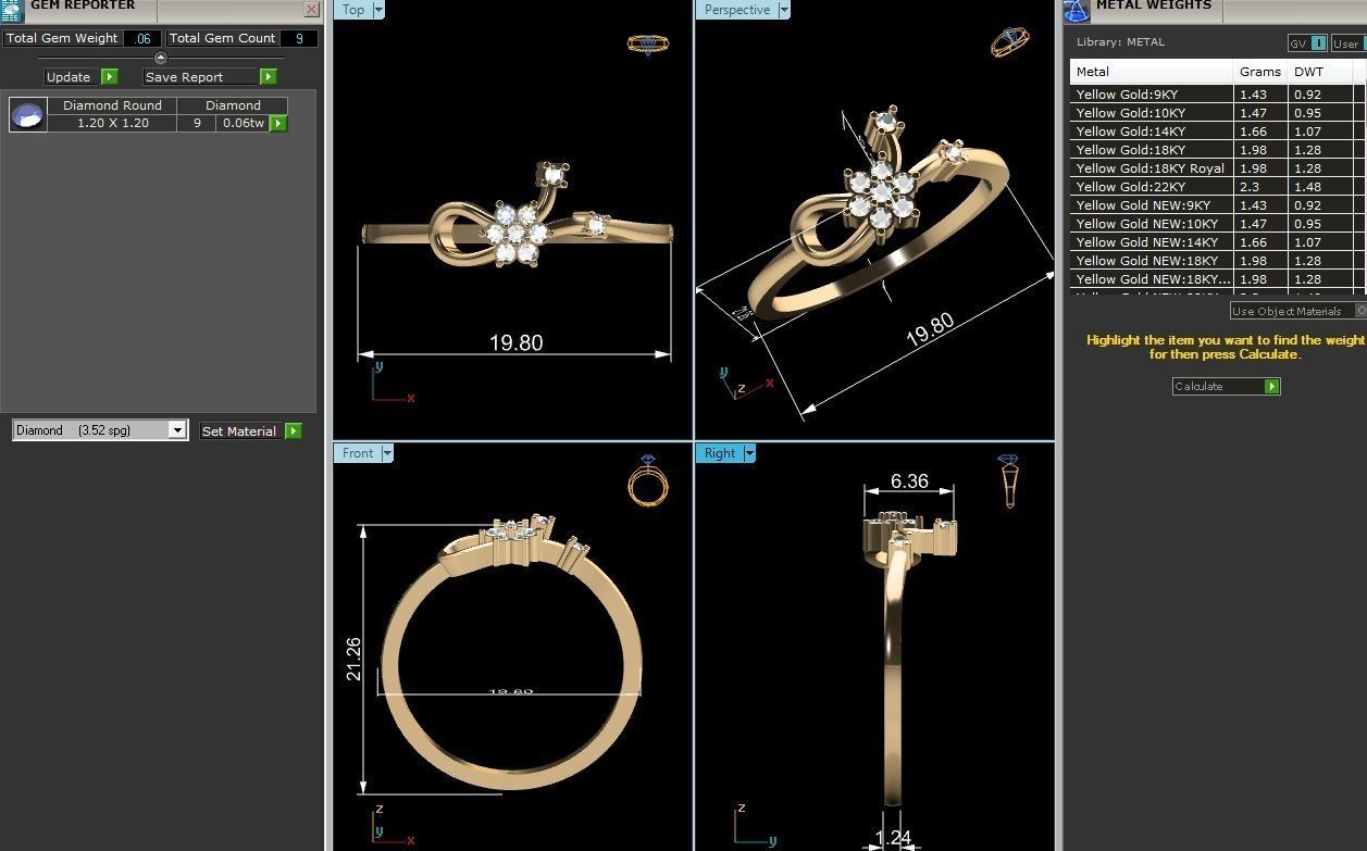 Women Diamond Ring 3dm render details 3D print model_4