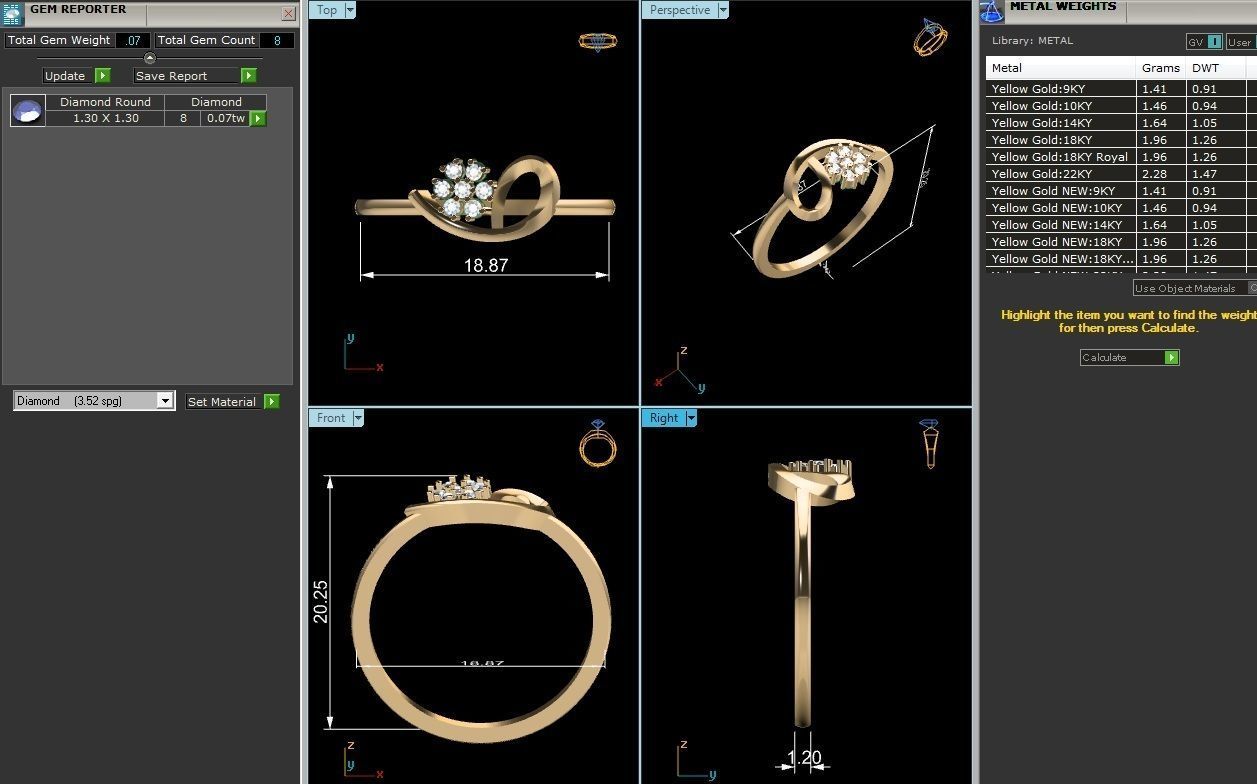 Women Diamond Ring 3dm render details 3D print model_8